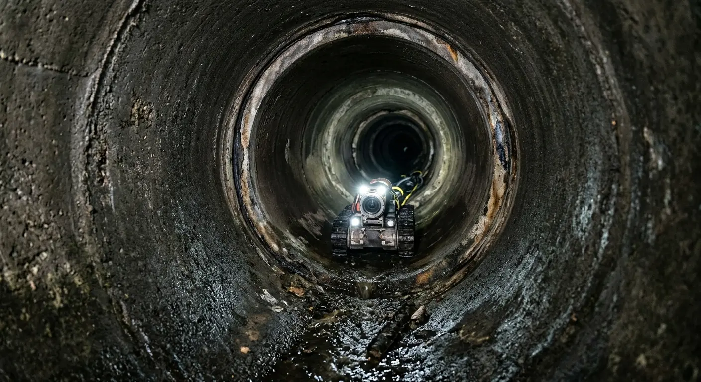Robotic sewer camera inspecting pipe interior for Sewer Line Cleaning in Windsor